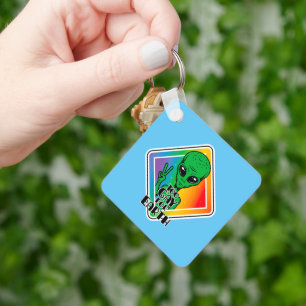 Too Gay For Earth Funny Alien UFO Key Ring