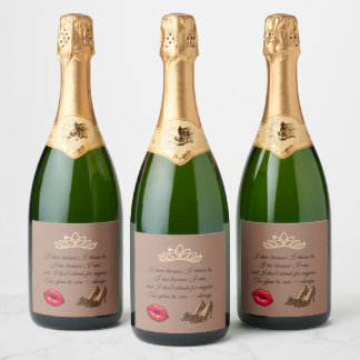 Too Glam To Care – Chic Quote Sparkling Wine Label