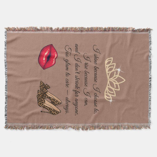 Too Glam To Care – Chic Quote  Throw Blanket (Front)