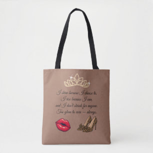 Too Glam To Care – Chic Quote Tote Bag