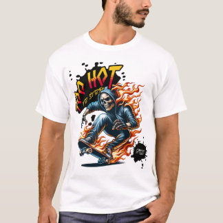 Too Hot to Stop - Flame Skater Style T-Shirt