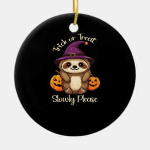 Too Lazy to be Scary Cute Halloween Sloth Classic  Ceramic Tree Decoration