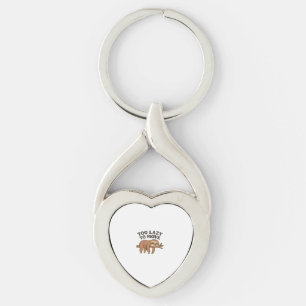Too Lazy To Move � Cute Retro Cartoon Sloth Design Key Ring