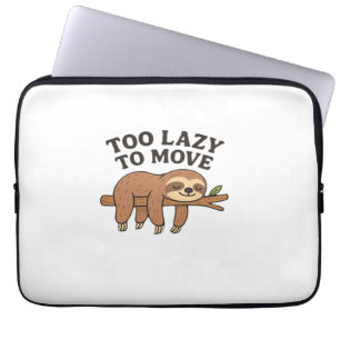 Too Lazy To Move – Cute Retro Cartoon Sloth Design Laptop Sleeve