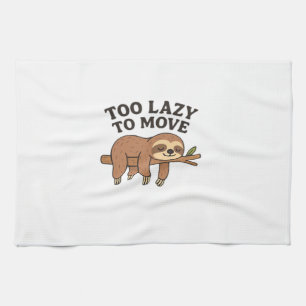 Too Lazy To Move � Cute Retro Cartoon Sloth Design Tea Towel