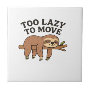 Too Lazy To Move – Cute Retro Cartoon Sloth Design Tile