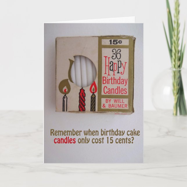 Too Many Candles humourous BIRTHDAY CARD (Front)