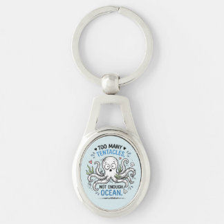 Too Many Tentacles Ocean Lover Oval Keychain