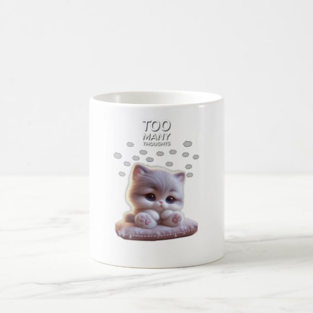 Too Many Thoughts Cute Cat Mug – Sleepy Cat (Center)