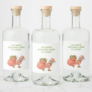 Too much Christmas Cheer to Carry! Salami Liquor Bottle Label