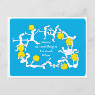 Too Much Pilates Postcard , blue