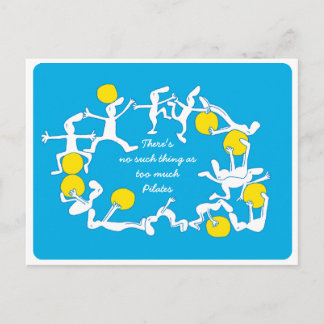 Too Much Pilates Postcard , blue