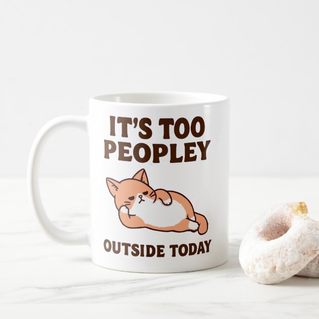 Too Peopley Cat  Coffee Mug (With Donut)