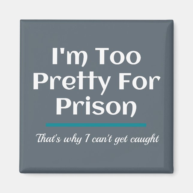 Too Pretty for Prison Funny Sarcastic Magnet (Front)