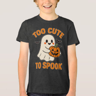 Too Spooky To Scare – Friendly Ghost With Pumpkin Tri-Blend Shirt