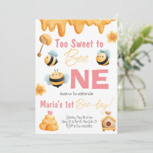 Too Sweet to be One Kids Birthday Party Invitation