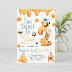 Too Sweet to be Two Boy Birthday Invitation