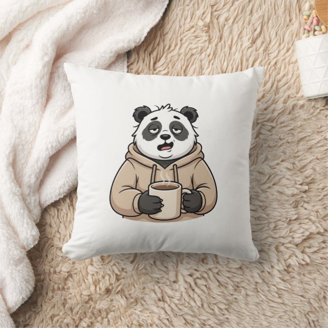 Too Tired to Function Panda Coffee Cartoon Cushion (Blanket)