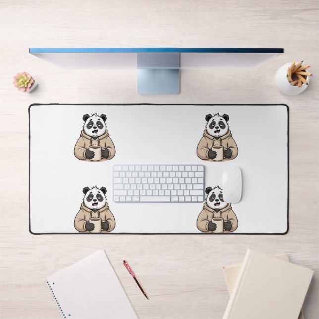 Too Tired to Function Panda Coffee Cartoon Desk Mat (Office 1)