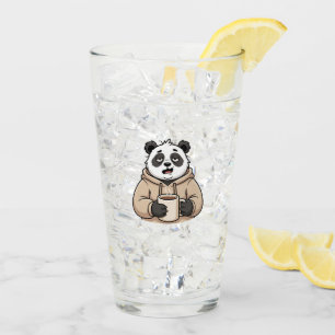 Too Tired to Function Panda Coffee Cartoon Glass