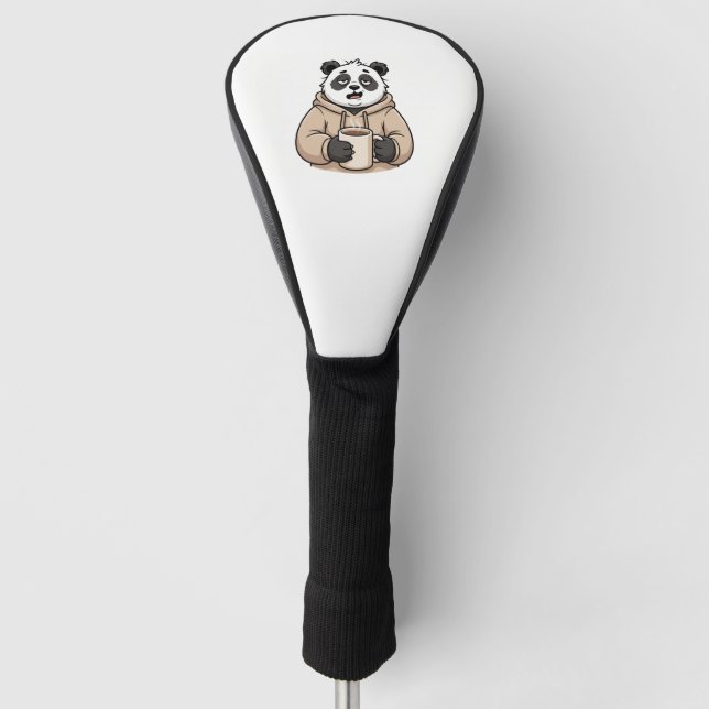 Too Tired to Function Panda Coffee Cartoon Golf Head Cover (Front)