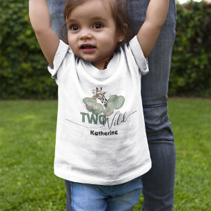 Too Wild Tropical Greenery Giraffe Animal Birthday Toddler T-Shirt