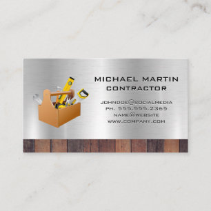 Tool Box Wood and Metallic Business Card