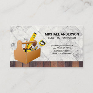 Tool Box Wood Marble Business Card