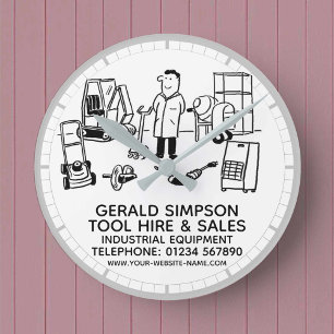 Tool Hire & Sales Industrial Equipment Round Clock