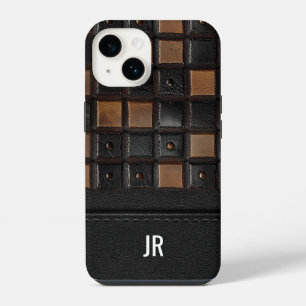 Tooled Engraved Leather Look Monogram iPhone 14 Case