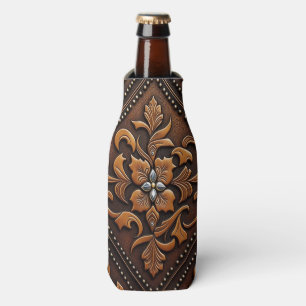 Tooled Leather Bottle Cooler