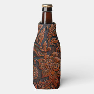 Tooled Leather Bottle Cooler