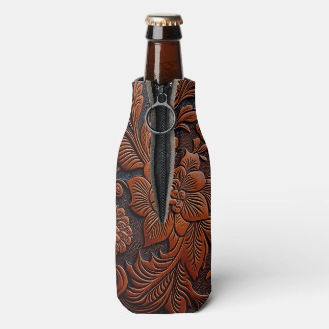 Tooled Leather Bottle Cooler (Bottle Back)