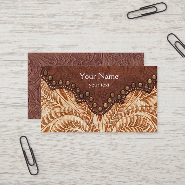 Tooled leather Business Card (Front/Back In Situ)