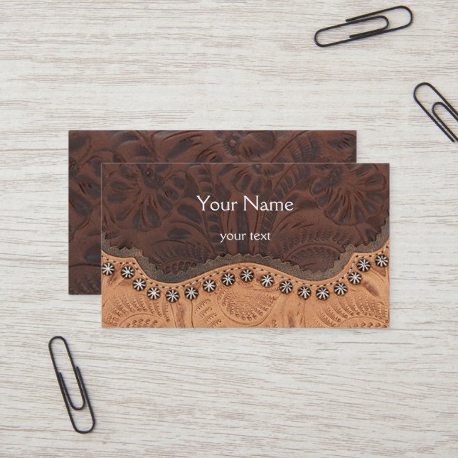 Tooled leather Business Card (Front/Back In Situ)