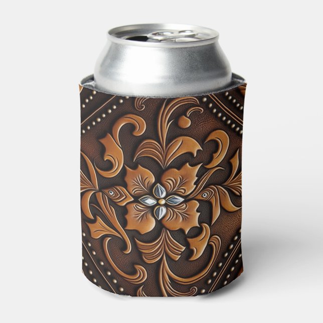 Tooled Leather Can Cooler (Can Front)