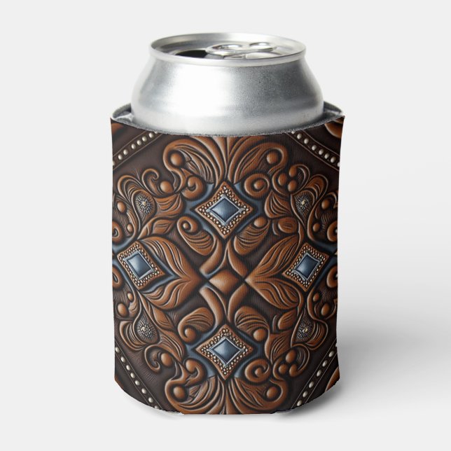 Tooled Leather Can Cooler (Can Front)