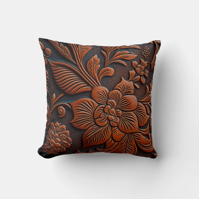 Tooled Leather Cushion (Front)