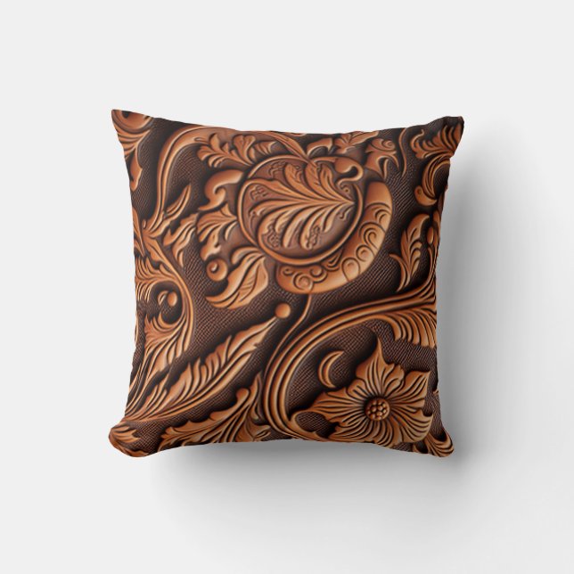 Tooled Leather Cushion (Front)