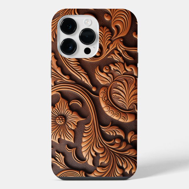 Tooled Leather Design iPhone Case (Back)