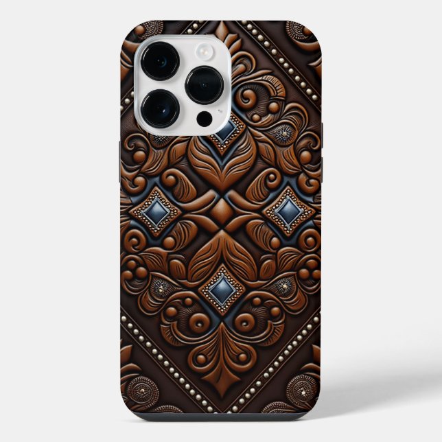 Tooled Leather Design iPhone Case (Back)