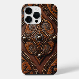 Tooled Leather Design iPhone 14 Pro Max Case
