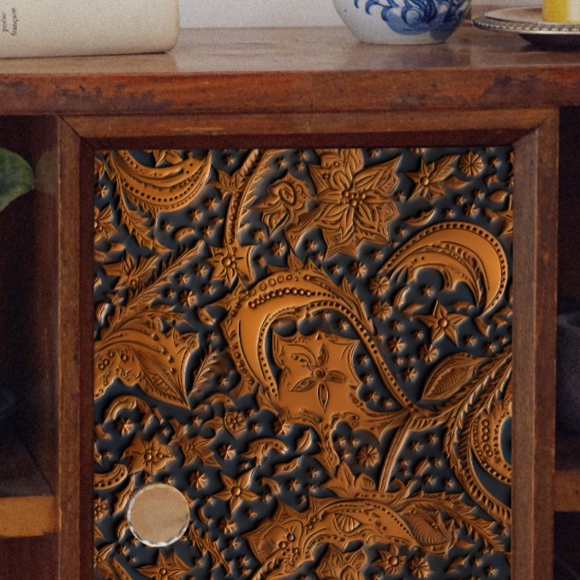 Tooled Leather Flowers at Midnight Decoupage Tissue Paper (Creator Uploaded)