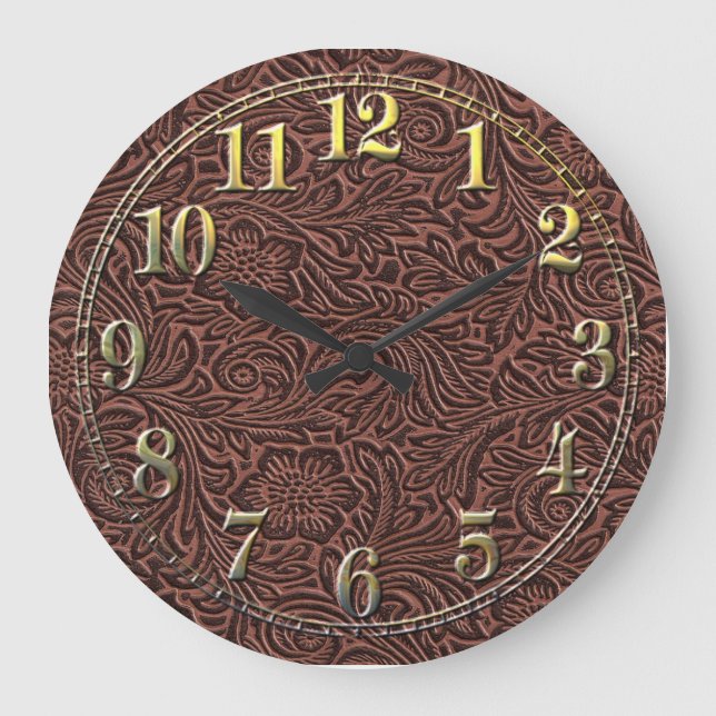Tooled Leather Large Clock (Front)