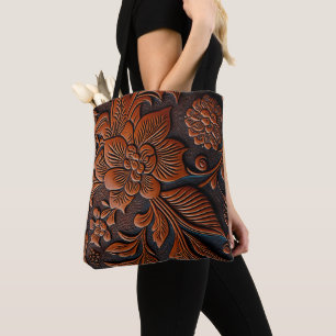 Tooled Leather Tote Bag