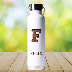 Tooled Leather Western Monogram F Water Bottle