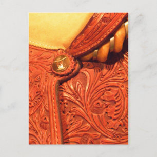 Tooled Western Leather Horse Saddle Postcard