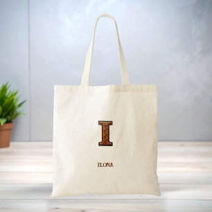 Tooled Western Leather Initial Monogram I Tote Bag