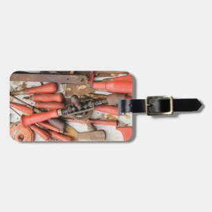 Tools Antique Rustic Red Man Tool Luggage Tag