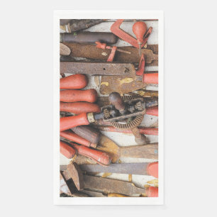 Tools Antique Rustic Red Man Tool Napkin